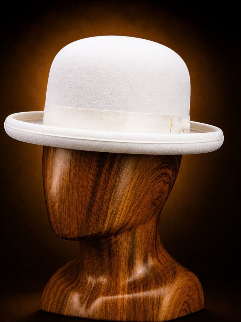 Shannon Phillips Collection Ivory 100% Wool Derby Bowler Hat XL Made USA